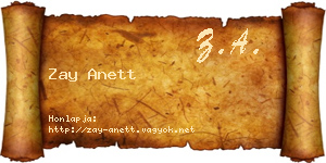 Zay Anett névjegykártya